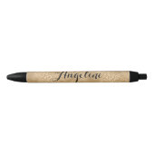 Stylo Noir Empreinte de léopard Gold Glam personnalisé (Devant)
