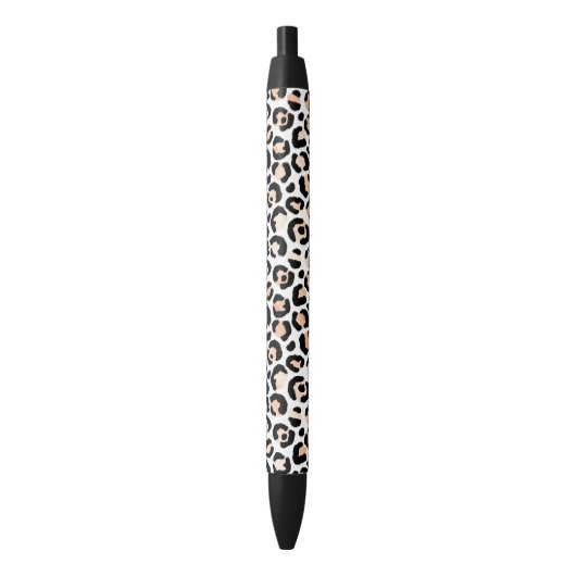 Stylo Noir Empreinte de léopard noir blanc Peach (devant Vertical)