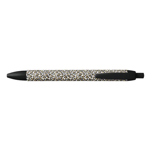 Stylo Noir Empreinte de léopard noir glam or (Dos)