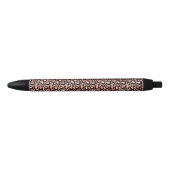 Stylo Noir Empreinte de léopard noir rose (Devant)