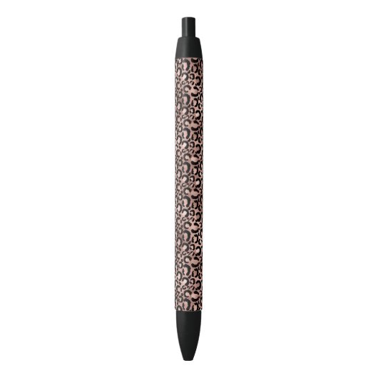 Stylo Noir Empreinte de léopard noir rose (devant Vertical)