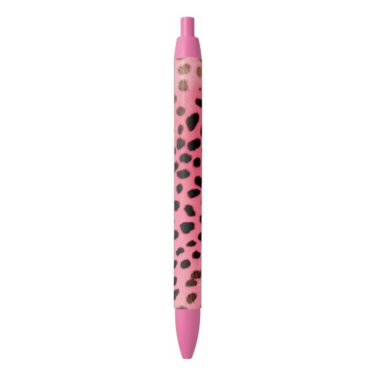 Stylo Noir Empreinte de léopard noir rose Abstrait (devant Vertical)