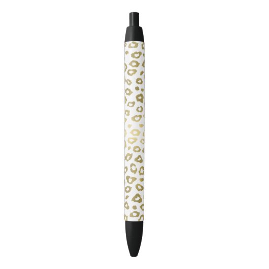 Stylo Noir Empreinte de léopard Ombre blanc or (devant Vertical)