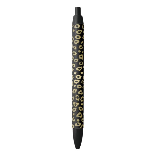 Stylo Noir Empreinte de léopard Ombre Noir Or (devant Vertical)