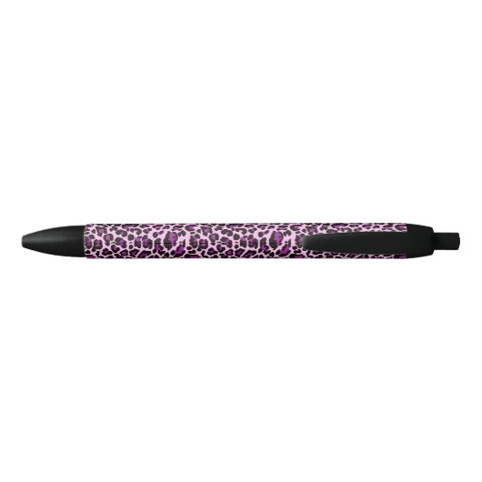 Stylo Noir Empreinte de léopard pourpre (Dos)