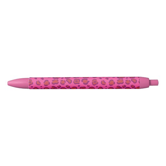 Stylo Noir Empreinte de léopard rose (Devant)