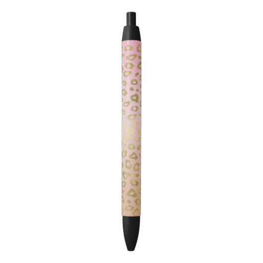 Stylo Noir Empreinte de léopard rose d'or d'Ombre (devant Vertical)