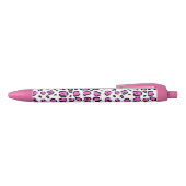 Stylo Noir Empreinte de léopard rose et blanc (Haut)