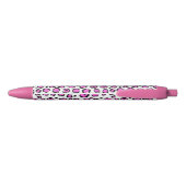 Stylo Noir Empreinte de léopard rose et blanc (Dos)