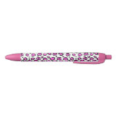 Stylo Noir Empreinte de léopard rose et blanc (Bas)