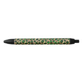 Stylo Noir Empreinte de léopard vert et or (Devant)