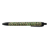 Stylo Noir Empreinte de léopard vert et or (Bas)