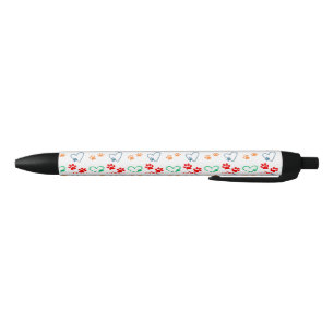 Stylo Noir Empreintes de pattes de CHIENS mignons et COEURS D