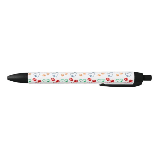 Stylo Noir Empreintes de pattes de CHIENS mignons et COEURS D (Bas)