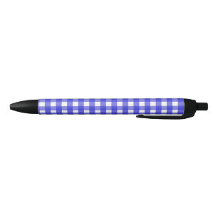 Stylo Noir En vichy bleu royal