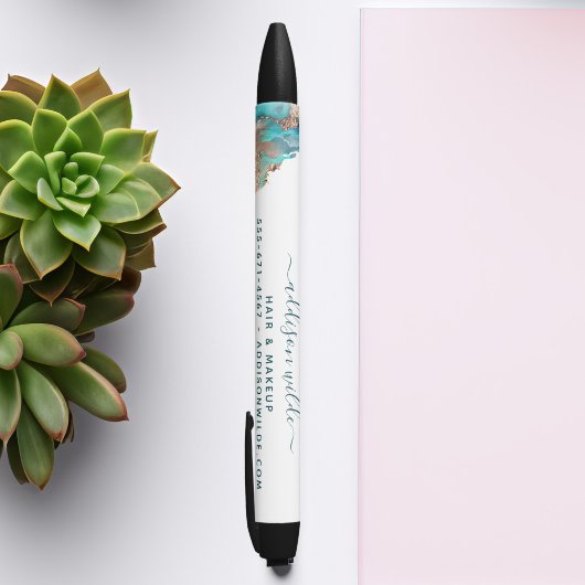 Stylo Noir Encre D'Aquarelle Liquide D'Art Moderne Bleu Et Or