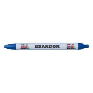 Stylo Noir Enfants Train Boys Blue Custom Name