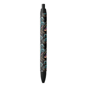 Stylo Noir Enseigne au néon Cheval Glitch Style Rétro