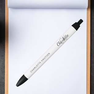 Stylo Noir Entreprise blanc noir nom monogrammé