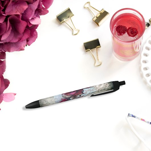 Stylo Noir Éphémère victorienne Rose rouge