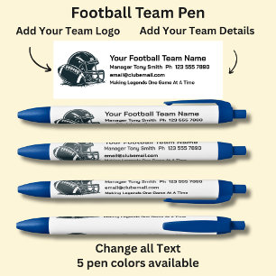 Stylo Noir Équipe de football - Ajoutez vos propres détails &