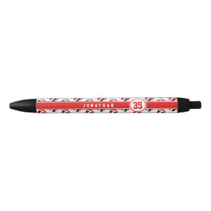 Stylo Noir équipe de volley-ball noir rouge couleurs nom du j