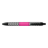 Stylo noir et rose personnalisé de point de polka (Dos)
