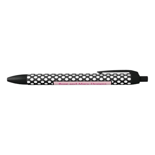Stylo noir et rose personnalisé de point de polka (Haut)