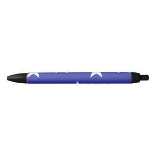 Stylo Noir Étoiles blanches en bleu