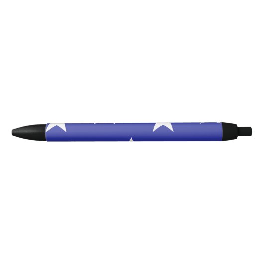 Stylo Noir Étoiles blanches en bleu (Devant)