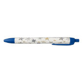 Stylo Noir Étoiles Bleues Argentées Dorées (Bas)