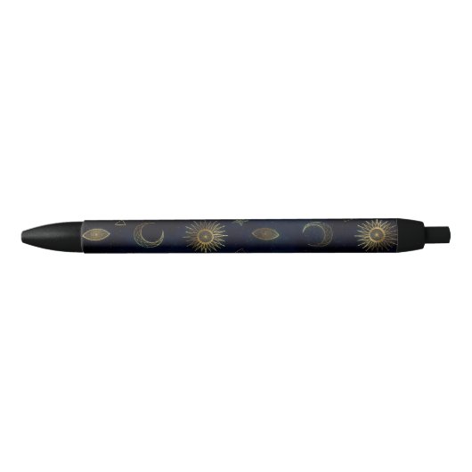 Stylo Noir Étoiles célestes Blue Gold Sun Moon (Devant)