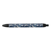 Stylo Noir Étoiles Lunes Argent Bleu (Devant)