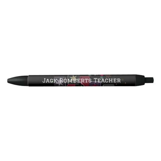 Stylo Noir Étoiles Monogrammes (Devant)