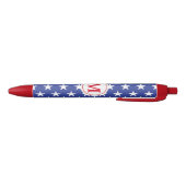 Stylo Noir Étoiles patriotiques monogrammes (Bas)