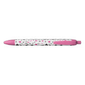 Stylo Noir Étoiles Roses Argent Noires (Dos)