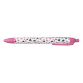 Stylo Noir Étoiles Roses Argent Noires (Bas)