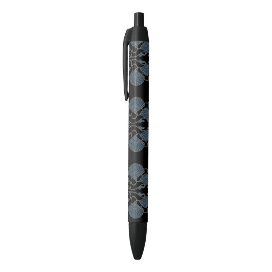 Stylo Noir Éventail Bleu Élégant (Haut (Vertical))