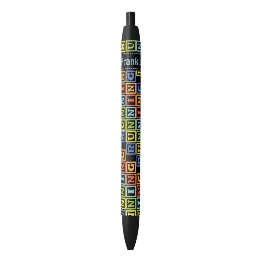 Stylo Noir Exécution de l'écriture du nom personnalisé motif (devant Vertical)