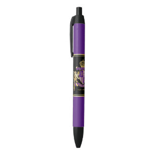 Stylo Noir Faites votre propre armoiries Emblème de lion dor