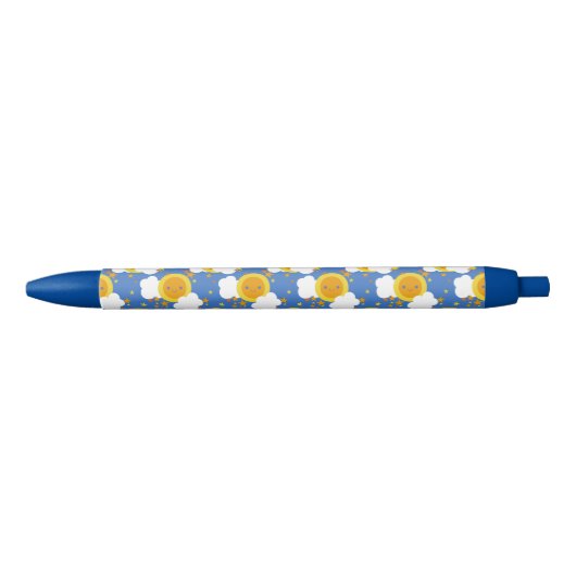 Stylo Noir Falln Kawaii Moon, Étoiles, Soleil (Devant)