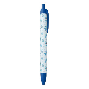 Stylo Noir Famille de requins heureux à motif bleu