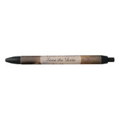 Stylo Noir Faux Rustic Grange Mariage en bois Enregistrer la  (Devant)