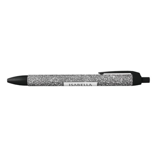 Stylo Noir Faux Silver Parties scintillant Texture Look & Cus (Haut)