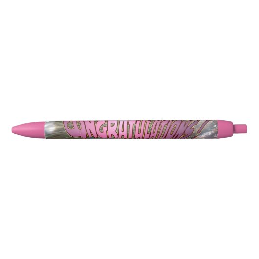 Stylo Noir Félicitations Peacock Pink Graduation Pen (Devant)