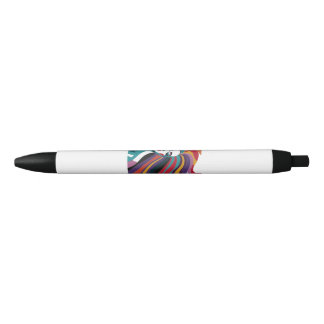 Stylo Noir Femme Abstraite colorée aux cheveux gonflables