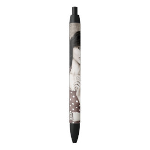 Stylo Noir Femme Vintage
