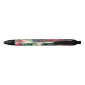 Stylo Noir Festive Red Green Gold Ink Swirl Nom personnalisé (Dos)