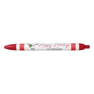Stylo Noir Fêtes de Noël d'entreprise Rouge Customisé