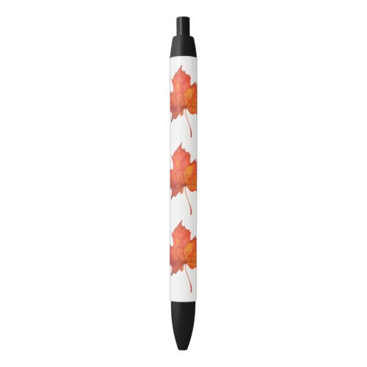 Stylo Noir Feuille d'érable d'aquarelle (devant Vertical)